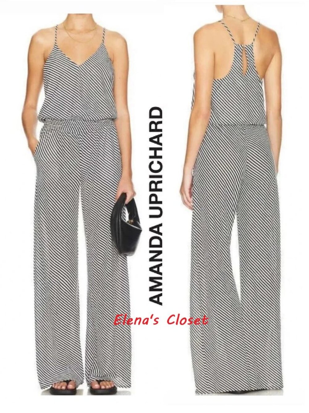 Amanda Uprichard Auggie Striped Jumpsuit sz S